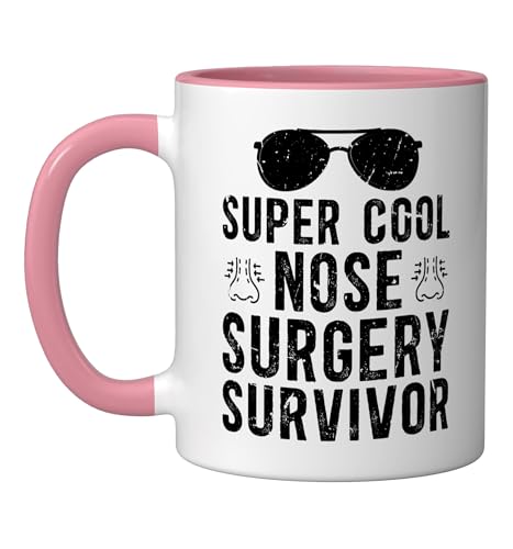 Taza de cerámica para recuperación de cirugía de nariz rosa/blanca miniatura 1