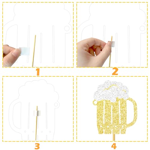 Image of 12Pcs Cheers and Beers Party Centerpiece Sticks Beer Party Decorations Glitter Beers Mug Table Centerpieces for Cheers Beers Festival Theme Birthday Party Baby Shower Supplies