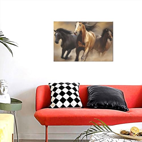 Peinture sur toile chevaux qui courent tableau moderne 45x30cm