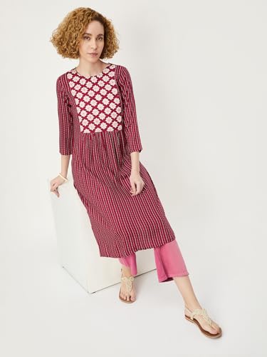 Image of Max Women's Rayon Blend Regular Fit Casual Kurta