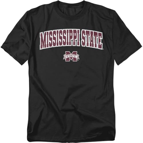 LOGOVISION Mississippi State University Arch Logo Black Unisex Adult T Shirt, Black, Medium