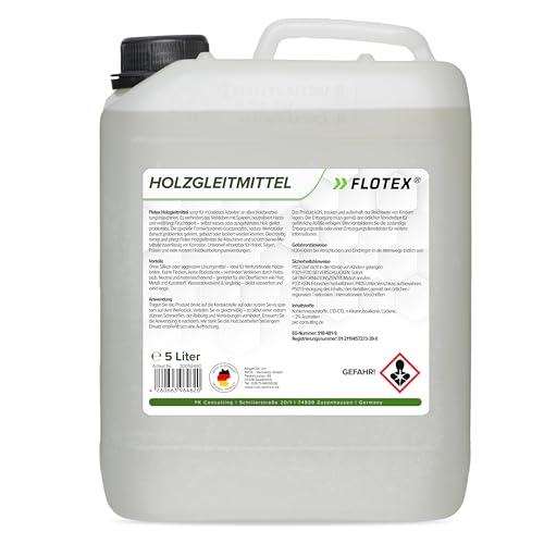 Flotex® Ergiebiges Holzgleitmittel [5 Liter] | Silikonfreies Holz Gleitmittel für Hobelmaschine, Frästische, Werkstattmöbel | Gleitmittel für...