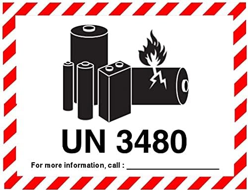 50 x IATA Compliant UN 3480 Lithium Ion Battery Hazard Labels Stickers, Small 100x75mm, Warning Caution Labels, UN3480-NTS