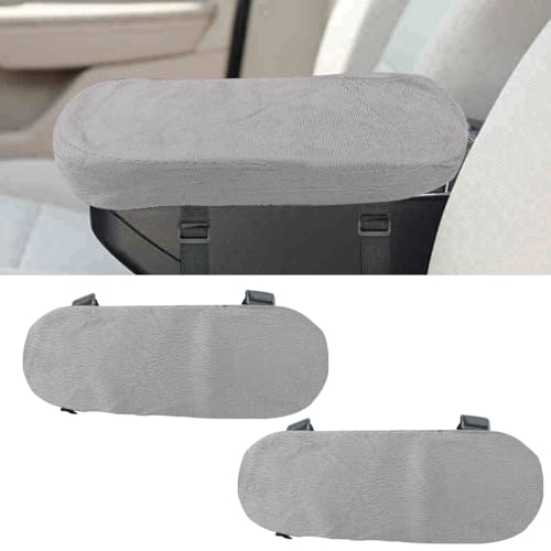 BDZMC 2PCS Car Seat Armrest Covers, Soft & Comfortable Office Chair Arm Pad, Anti-Scratch Car Armrest Cushion, Universal Car Armrest Pillow Protector Cover for Most Cars (Grey)