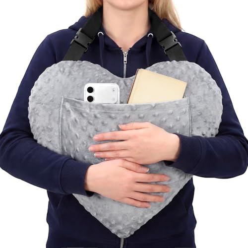 Geelin Open Heart Surgery Pillow for Heart Surgery Recovery Gifts After Bypass Coughing with Pocket Must Have for Chest Surgeries Recovery Seatbelt Pillow Post-Surgery Shock Absorbing Chest(Grey)
