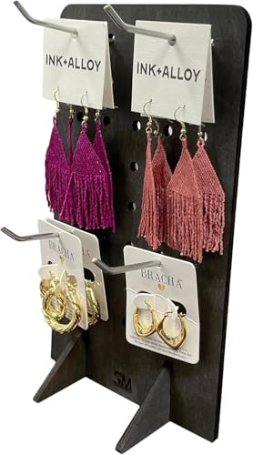 Torched Pegboard Display Stand for Jewelry, Craft Shows, Selling, Vendor Events, Tools, Peg Board Accessories Rack Organizer, Small 5.88" L x 4.3" W x 9.88" H, Ebony…