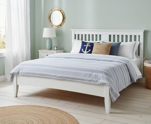 Image of APRODZ Solid Wood Without Storage King Size Parma Bed for Bedroom Stylish | White Finish