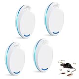 NSONGSE Mouse Mice Repeller Indoor, 4 PCS Rodent Rat Repellent Indoor, Ultrasonic Pest Mouse Repeller Indoor, Spider Repellent Indoor, Pest Roach Repellent Ultrasonic Plug in, Rat Repellent for House