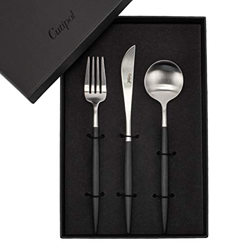 [ クチポール ] Cutipol ゴア ディナー3点セット ナイフ／フォーク／テーブルスプーン ブラック GOA official 3pcs box Dinner knife fork spoon Black カトラリー セット おしゃれ 結婚祝い 北欧 [並行輸入品]