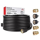 YAMATIC Kink Resistant Pressure Washer Hose 25FT 1/4" M22 &amp; 3/8" Quick Connect Power Washer Hose Replacement for Ryobi, Troy Bilt, Greenworks, Generac, CRAFTSMAN Most Brand Power Washer, 3200 PSI