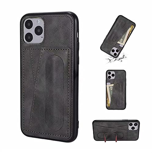 Étui de téléphone en cuir pour iPhone 12 Pro avec fentes pour cartes - Coque arrière grise Homme