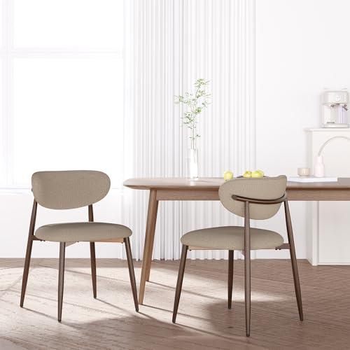 Image of MALOL Upholstered Curved Back Dining Chairs Set of 2, Camel