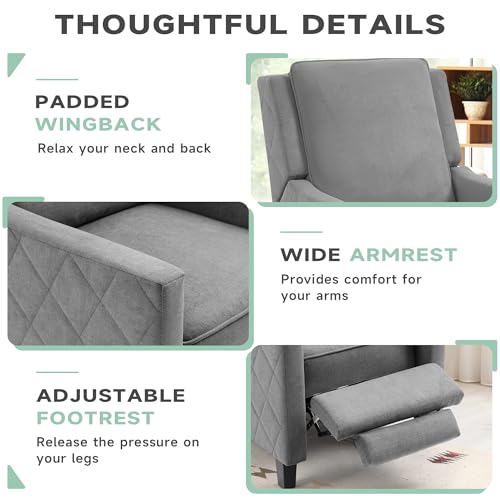 Sillón con reposapiés ajustable y tapizado gris miniatura 3