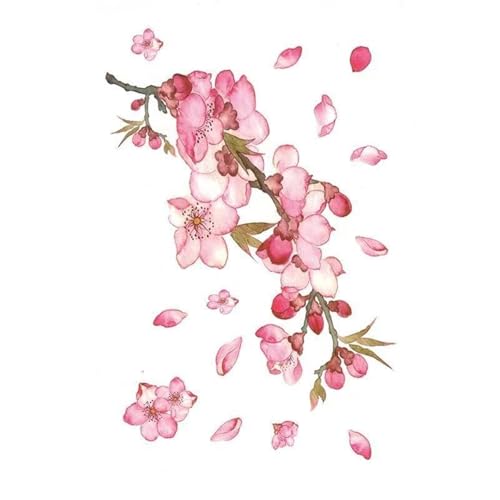 4 Sheets Ink Cherry Blossoms Tattoo Sticker Waterproof Men And Women Temporary Tattoo