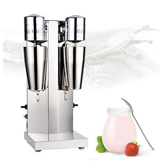 Milkshake Maker, 110V Commercial Stainless Steel Protein Shakes Smoothie Maker Double-head Drink Mixer for Home, Shop (180W)