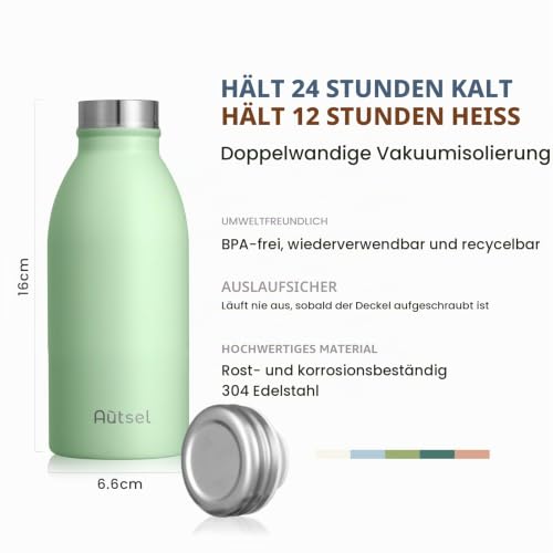 Trinkflasche Thermo Edelstahl 350ml, für heiße und kalte Getränke – Ansicht 2