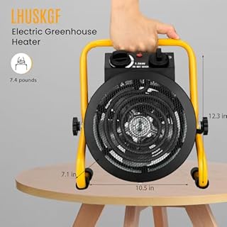 LHUKSGF Greenhouse Heater with Digital Thermostat, Grow Tent Heaters, Overheat Protection, Fast Heating for Green House, Flower Room, Yellow-Black