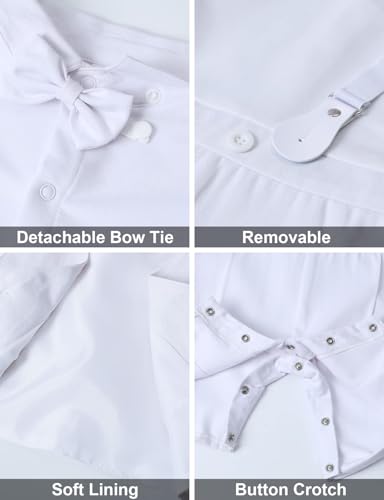 Image of A&J DESIGN 4pcs Baby Boys Suit, Gentleman Outfits 3 Months - 18 Months, Romper & Vest & Berets Hat & Bow Tie