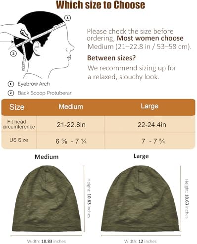 choshion 100% Cotton Lightweight Summer Hats for Women Men, Ultra Thin Slouchy Beanie Hat Oversizes T-Shirt Beanies Chemo Cap