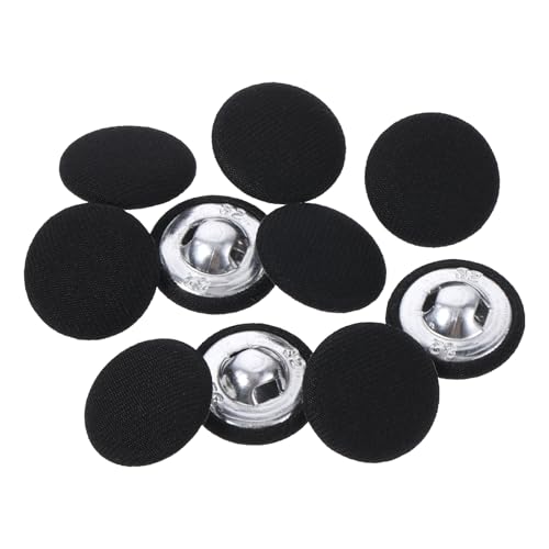 Jeffdad 20mm Fabric Covered Black Buttons Round Covered Metal Shank Sewing Buttons Vintage Covered Cloth Button for Suits Jacket Dress Blouses(10)