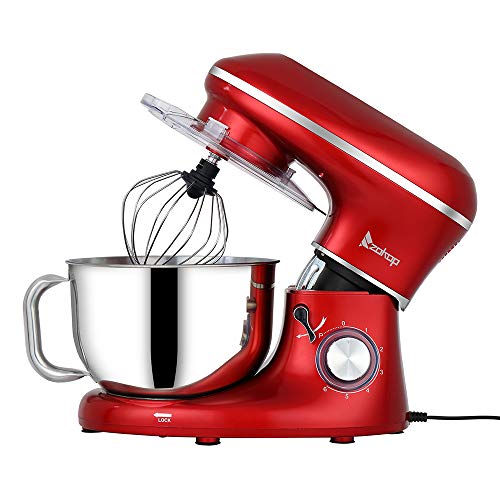 660W Electric Stand Mixer with Whisk Food Stand Mixer 5.5L Stainless Steel Mixing Pot Handle Spray Paint Home Chef Machine Dough Mixer Kitchen Tool 6 Speeds Setting for Home Baking - Red