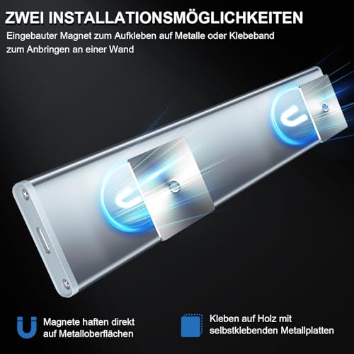 Schrankbeleuchtung Unterbauleuchte Küche LED Lampe - 20cm Bewegungsmelder Licht Akku Schrank Beleuchtung - Batterie Leuchte Schranklicht Lichtleiste Kabellos Leiste Küchen USB Light Aufladbar Dimmbar