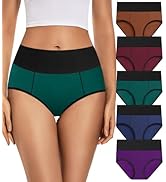 JUYINA Womens Cotton Mid High Waisted Underwear Comfort Panties 5 Pack Briefs