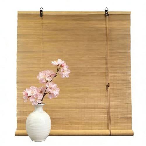Estor Enrollable de Bambú Natural 80 x 80 cm Filtro de Luz, Protección Solar y Privacidad Persiana Venecianas para Puertas y Ventanas Personalizable, A