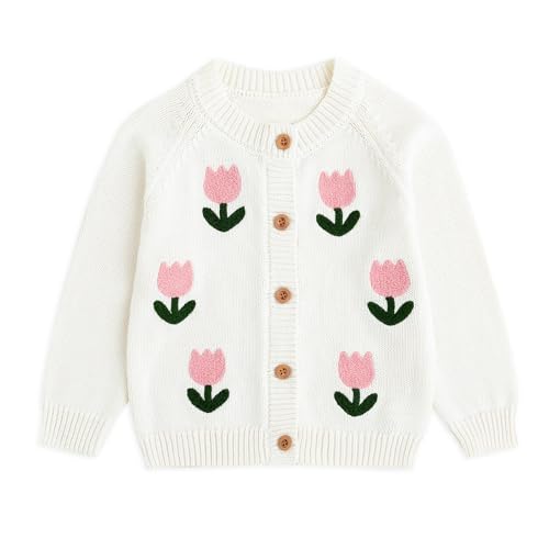 Image of Simplee kids Baby Sweater Toddler Girls Cardigan Sweater Embroidered Strawberry Knit Sweater