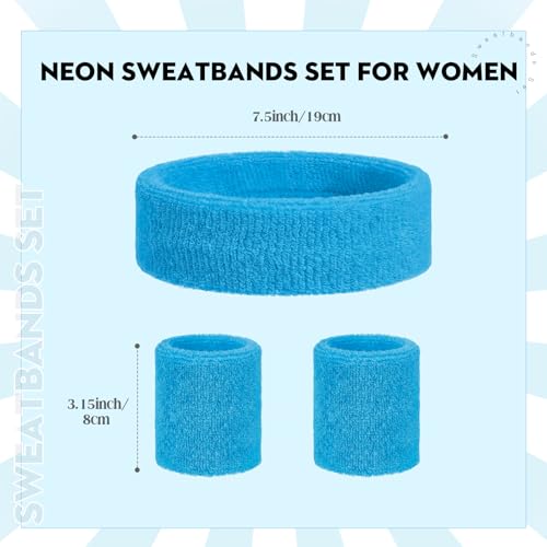 Image of Bememo 36 Pcs Neon Sweatbands Set Soccer Party Favors Cotton Headbands Wristband Sweat Bands Soccer Mom Essentials for Football Fans Sporting Events 80 90s Glow Party