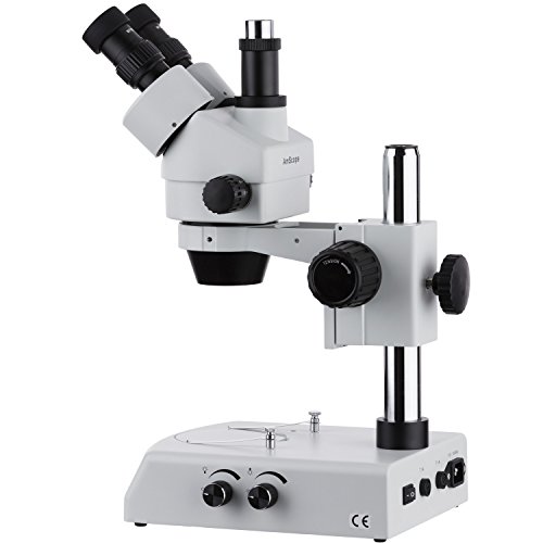 Amscope Sm-2Tyy Professional Trinocular Stereo Zoom Microscope, Wh10X And Wh20X Eyepieces, 7X-180X Magnification, 0.7X-4.5X Zoom Objective, Upper And Lower Halogen Lighting, Pillar Stand, 110V-120V, Includes 2.0X Barlow Lens #TOP1