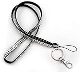 ALL in ONE Rhinestone Lanyard Bling Crystal Necklace with Keyring for Business Id Badge/Card Holders/key/cell Phone (WHITE)