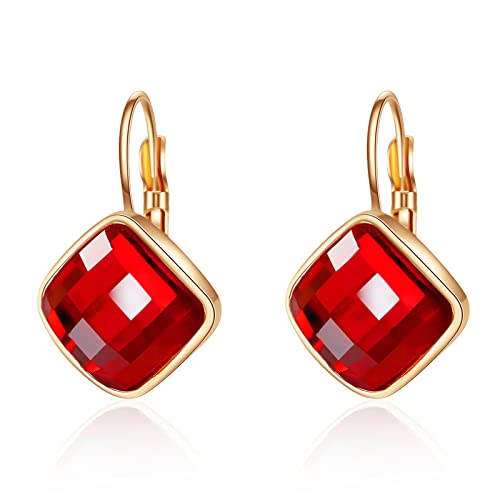 VONSSY Hypoallergene Edelstein-Tropfen-Ohrringe, Brillanter 5A Zirkonia, Platin- oder Roségoldplattiert, Creolen mit Hebelrücken-Kristall