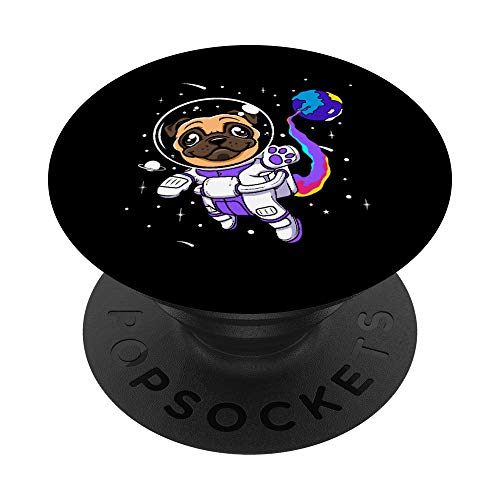 Astronaut Pug | Funny Spaceman | Dibujos Animados Amante de Perros PopSockets PopGrip Intercambiable Cover
