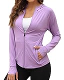 We1Fit Women's UPF 50+ Sun Protection Jacket Hoodie Sun Shirts Hiking Running Athletic Shirt Purple