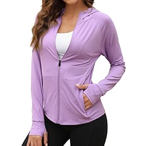 We1Fit Women’s UPF 50+ Sun Protection Jacket Hoodie Sun Shirts Hiking Running Athletic Shirt