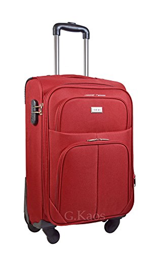 Bagaglio a mano Trolley semirigido espandibile 4 ruote piroettanti adatto cabina per voli lowcost EasyJet - RyanAir Ormi 214 (Rosso)