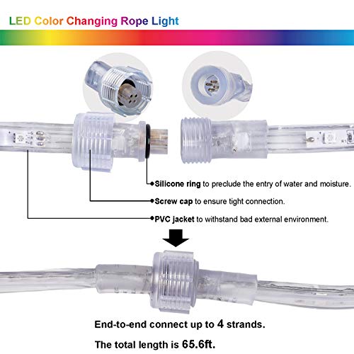 Areful 33Ft Led Rope Lights, Color Changing Strip Lights With Remote, Flat Light Rope, Flexible Connectable And Dimmable, Waterproof For Indoor/Outdoor Use, 8 Colors And 6 Modes #TOP5