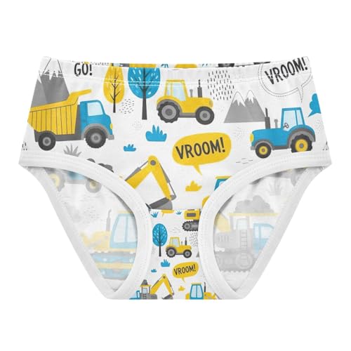 Cute Cartoon Construction Trucks Girl Underwear, Toddler Girl Panties, Cotton Girls Underwear, 2–8 Years