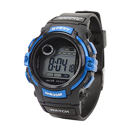 発光スポーツウォッチ、防水 PU 時計バンド ABS (青)