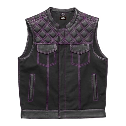 Men's Motorcycle Biker Riding Leather Vest, Denim and Leather Motorcycle Vest, Black Denim and Leather Vest