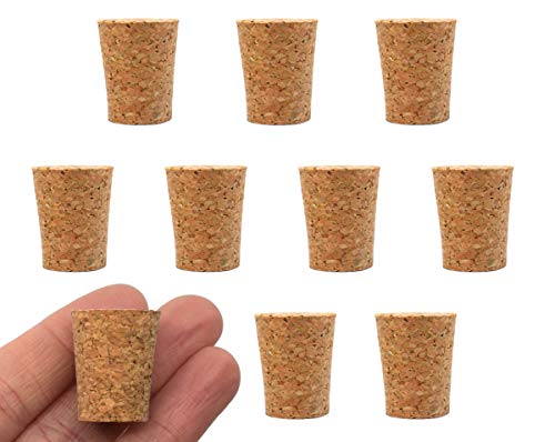 10Pk Cork Stoppers, Size #6-13Mm Bottom, 19Mm Top, 24Mm Length - Tapered Shape, Natural Bark Material - Great For Household & Laboratory Use - Eisco Labs #TOP9