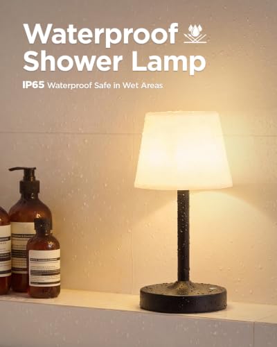 Image of IP65 Waterproof Rechargeable Shower Lamp, Cordless Bathroom Touch Lamps