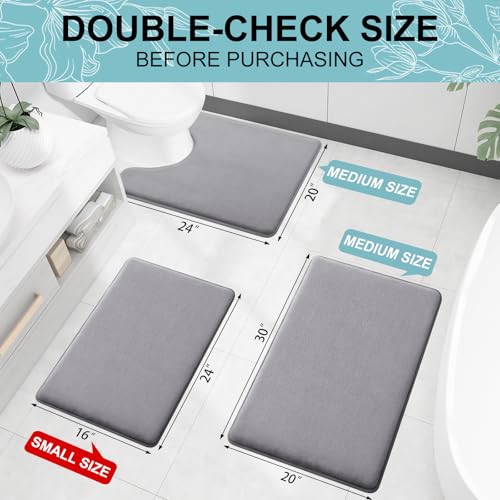 Image of Smiry Memory Foam Bath Mat 24x16, Extra Soft and Absorbent Bathroom Rugs