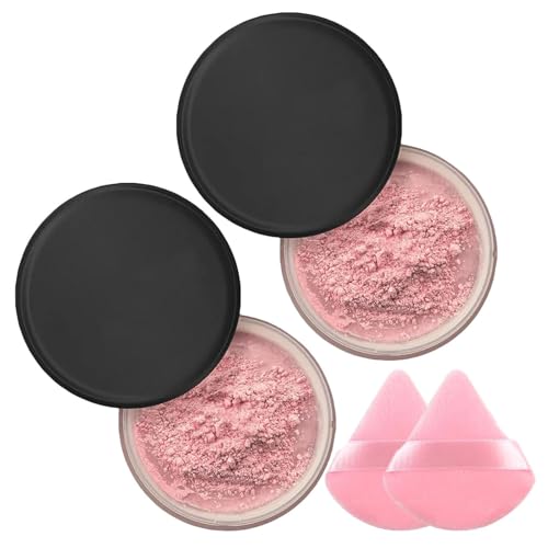 Blurring Setting Powder, Pink Setting for All Skin Tones, Lightweight Silky Formula, Blurring & Oil-Control Finish (pink*2)