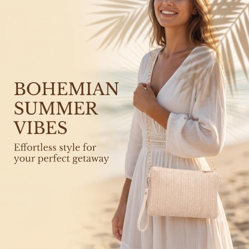 Sac Bandoulière Femme Blanc - Petit Sac Téléphone Portable et Pochette Tressée Chic pour Été, Sacoche Femme Légère Idéale pour Shopping, Voyages et Sorties Quotidiennes – vue 3