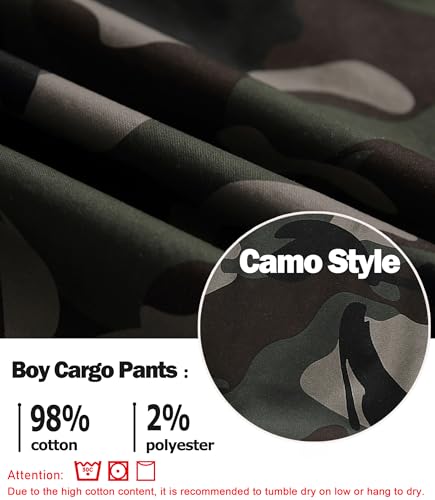 Image of TLAENSON Boys Cargo Joggers Pants Elastic Waist Casual Jogging Trousers Bottom for Kids 6-16 Years