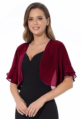 Bolero-Strickjacke für Damen, weicher Chiffon, vorne offen,...