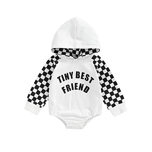 Newborn Baby Boy Girl Romper Checkboard Long Sleeve Sweater Top Fall Winter Neutral Bodysuits Clothes (Black Pocket, 0-3 Months) #TOP6