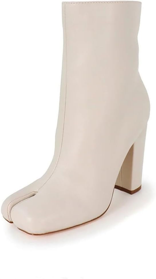 Liliana Mahomes-1 Womens Split Toe Tabi Boots Chunky Block Heel Ankle Booties